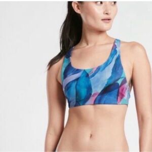 Athleta blue Malibu printed bikini top/sports bra